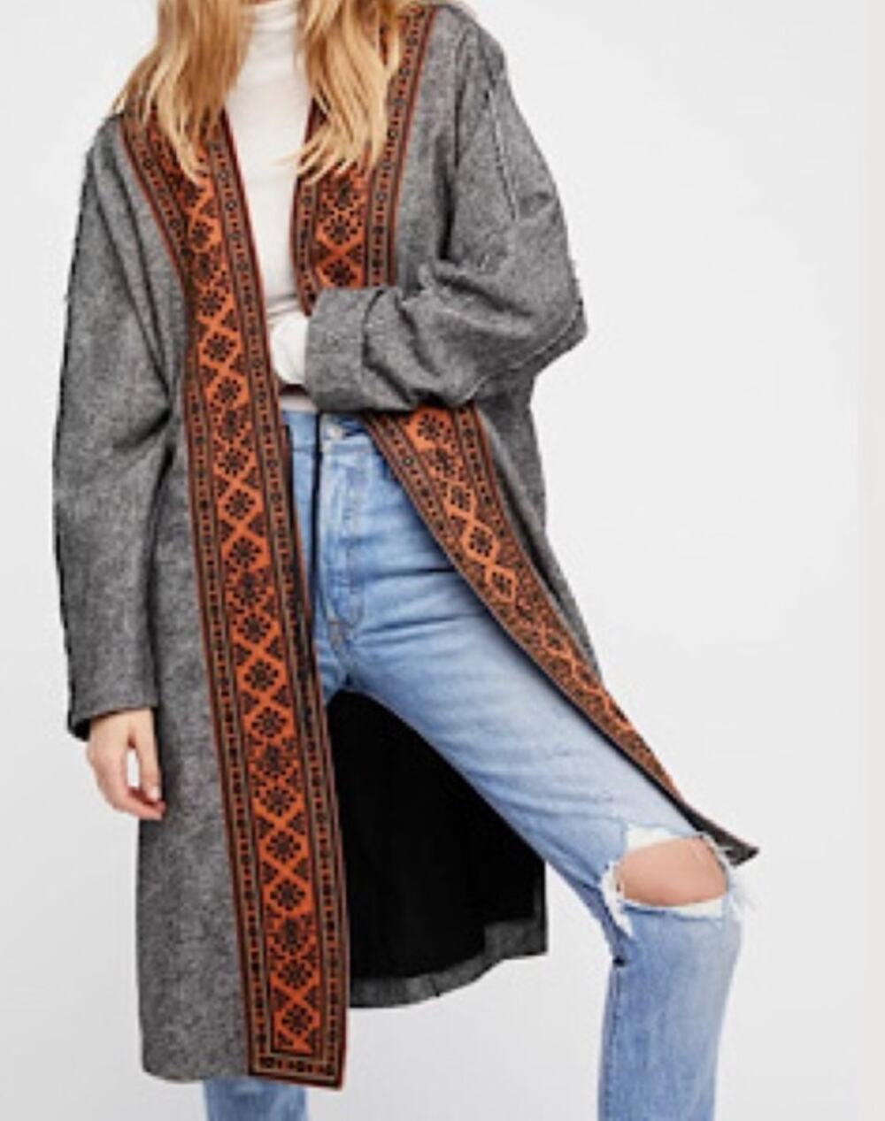 NWT RARE Free People Nomad Embroidered Tweed Duster Medium